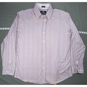 Buttercloth Dress Shirt Mens XL Pink Check Regular Fit Stretch Long Sleeve